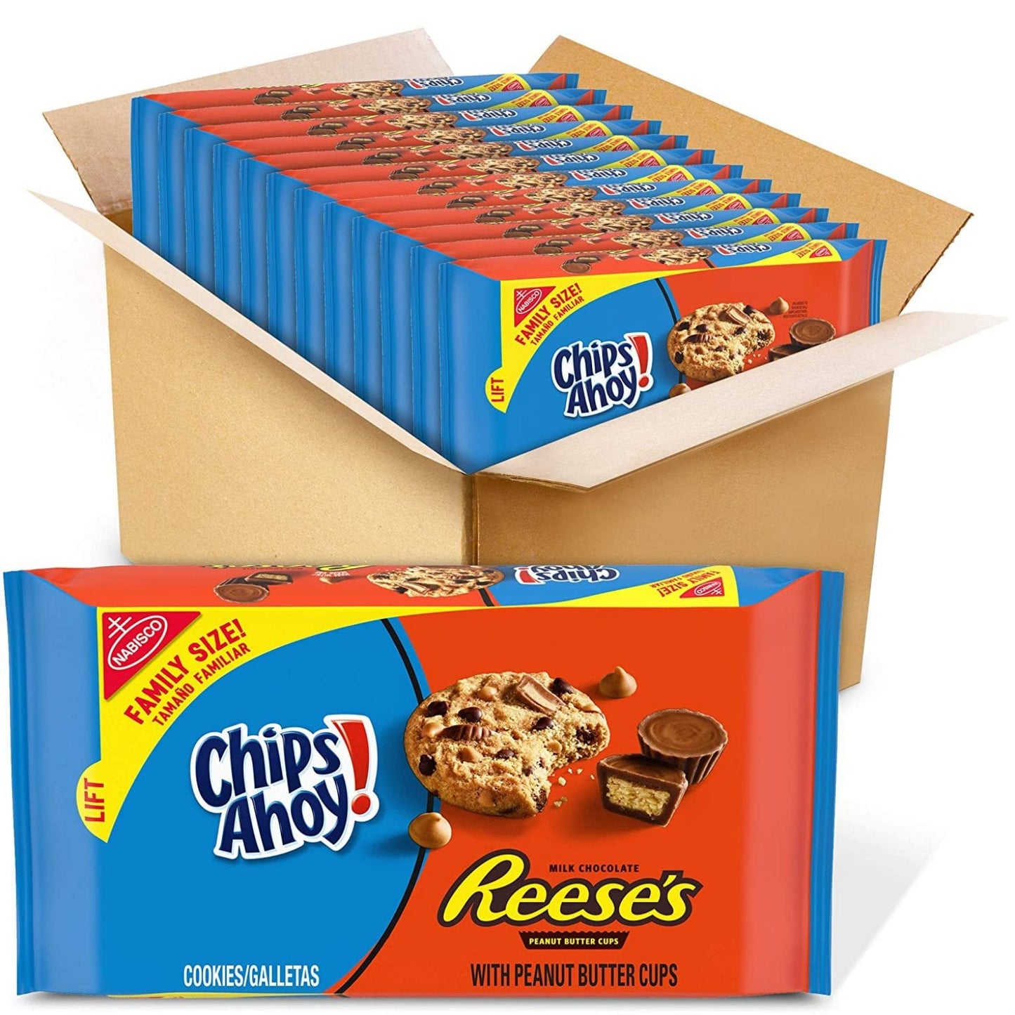 Chips Ahoy! Cookies with Reeses Peanut Butter Cups Family Size 14.25 oz Packs, Chocolate Chip
