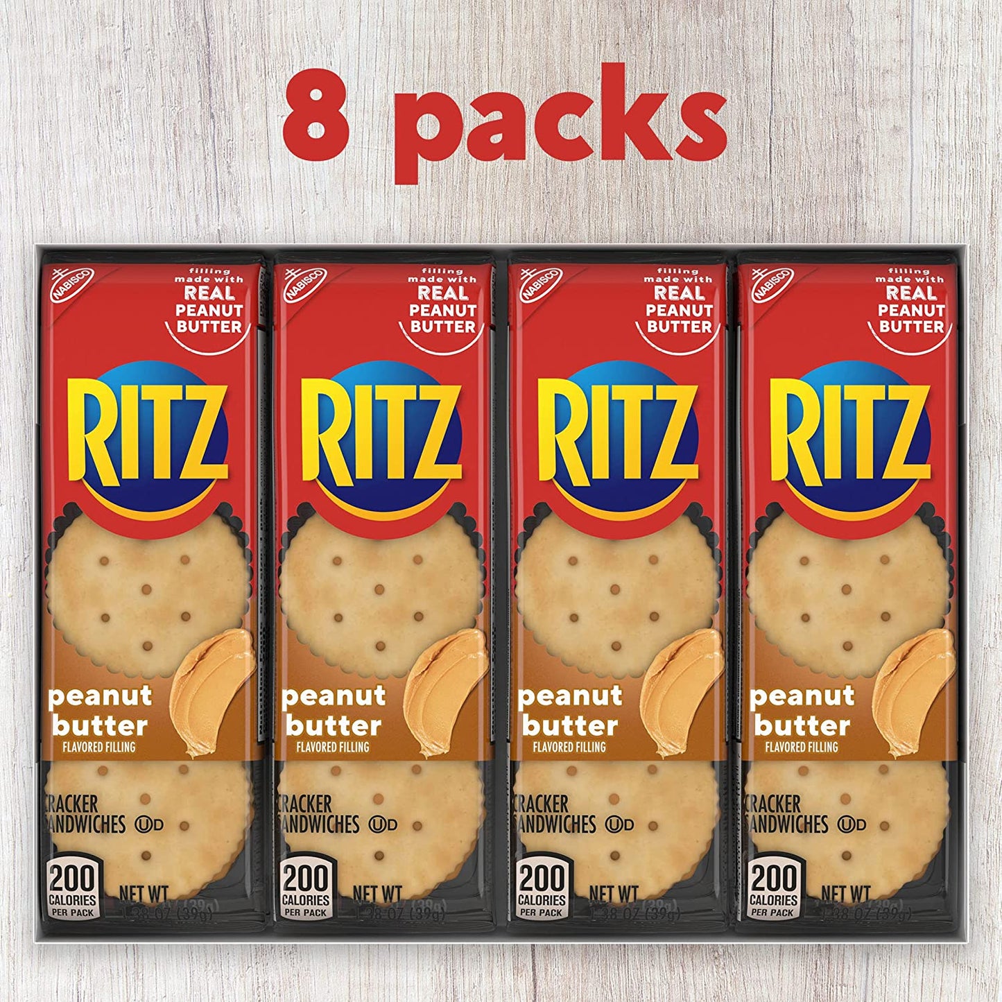 RITZ Peanut Butter Sandwich Crackers, 8 Packs - 1.38 oz each
