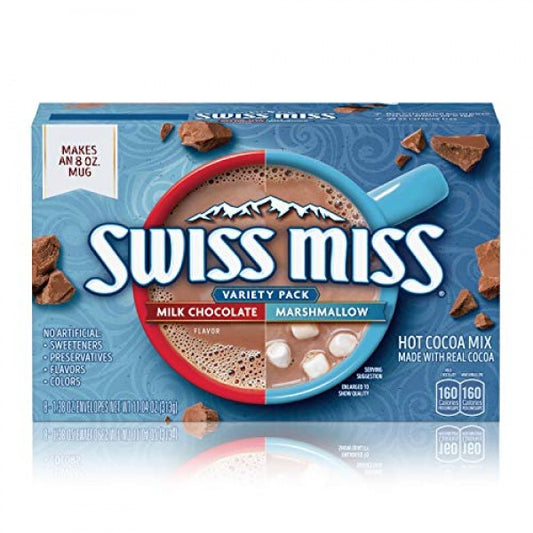 Swiss Miss Milk Chocolate Flavor and Marshmallow Hot Cocoa Mix Variety Pack, 1.38 oz, 8 count